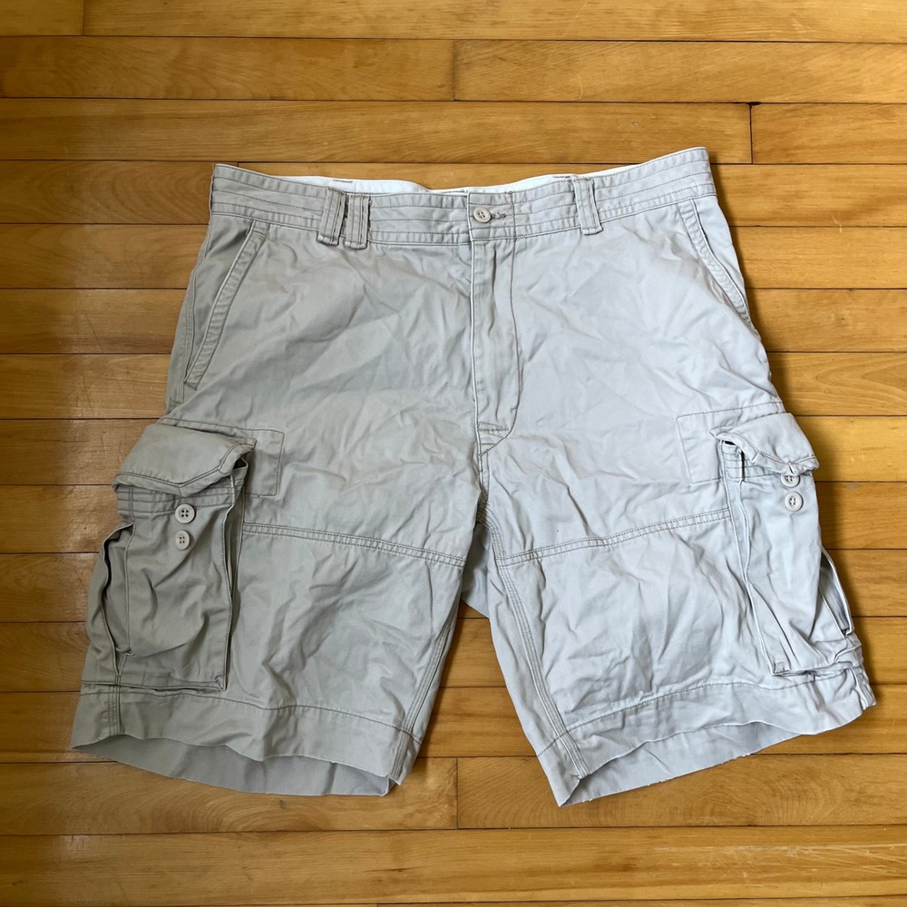 Polo Ralph Lauren Mens Khaki Tan Cotton Twill Cargo Utility Shorts Size 40